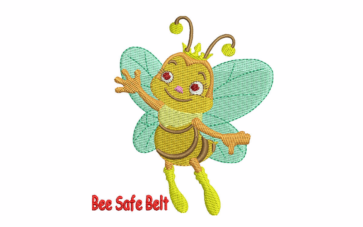 picture of a bee with wings embroidered